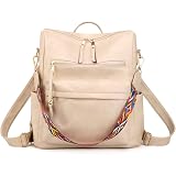 Maxoner Women's Convertible Leather Backpack Purse - Faux Leather Shoulder Bag & Rucksack, Anti-Theft Pocket