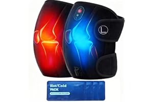 CooCoCo FSA Eligible HSA Knee Massager with Heat, Knee Pain Relief, Knee Heating Pad, Electric Heated Knee Brace with 2 Heating Levels, 5 Vibration Modes, 4pcs 5''x9'' Cold Packs