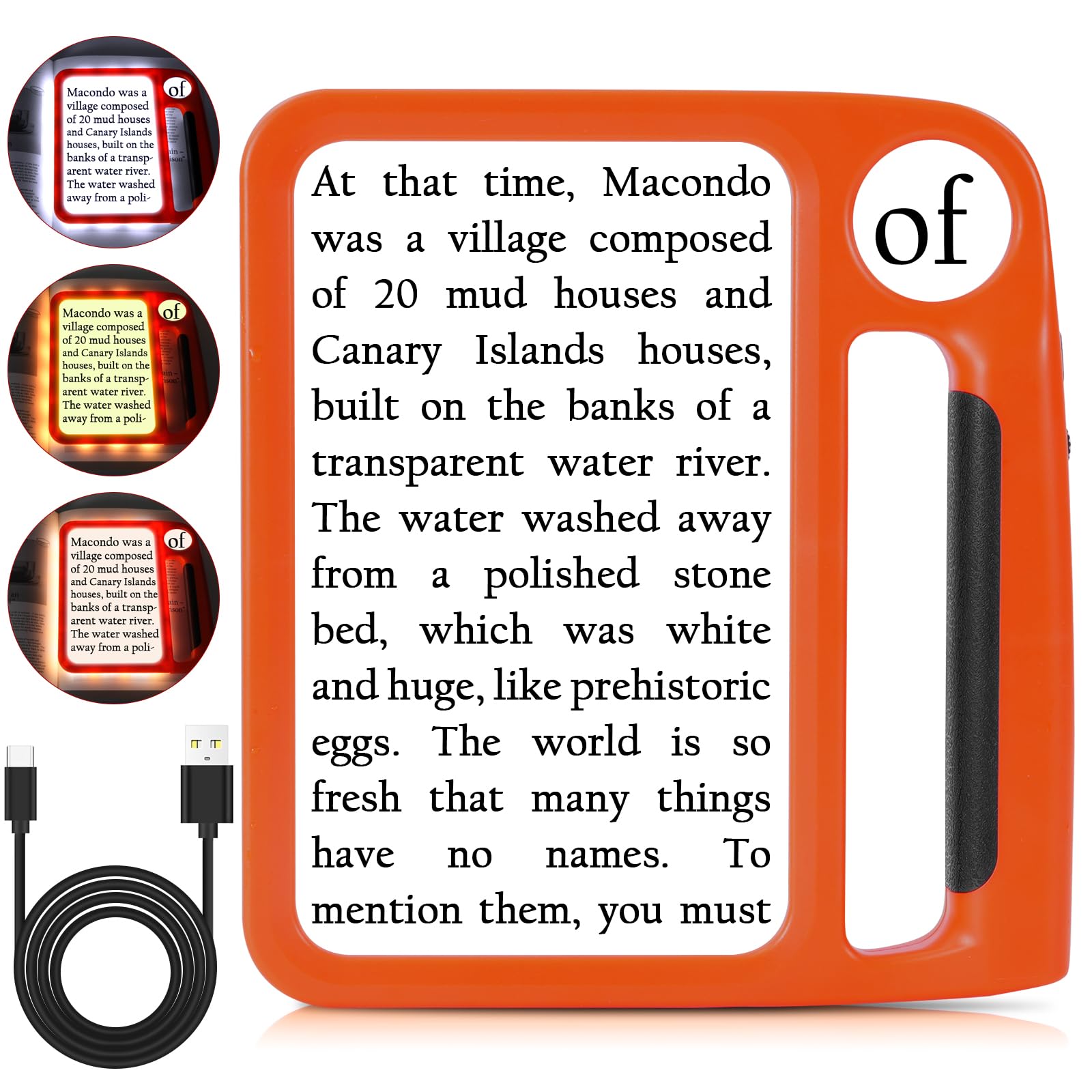 5X 10X Full-Page Magnifying Glass with Light, Rechargeable Handheld Magnifier with 3 Light Modes, 48 Lights, Clean Cloth Ideal Gift for Seniors Reading Books Inspection