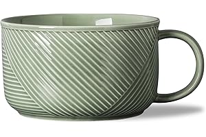 Adewnest Ceramic Soup Bowl with Handle: 38 oz Microwave Safe Extra Large Mug for Oatmeal, Cereal, Breakfast, Meal Prep, Work 