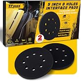 TPmax 2 Pack 5 Inch 8 Holes Interface Pad, Soft EVA Foam Hook &amp; Loop Buffer Pads for 5" Orbital Sander, Sponge Cushion Backing Pad Replacement