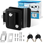 Kohree RV Travel Trailer Entry Door Lock with Paddle Deadbolt, Polar Black Trailer Door Latch Counter Security Lock with Long
