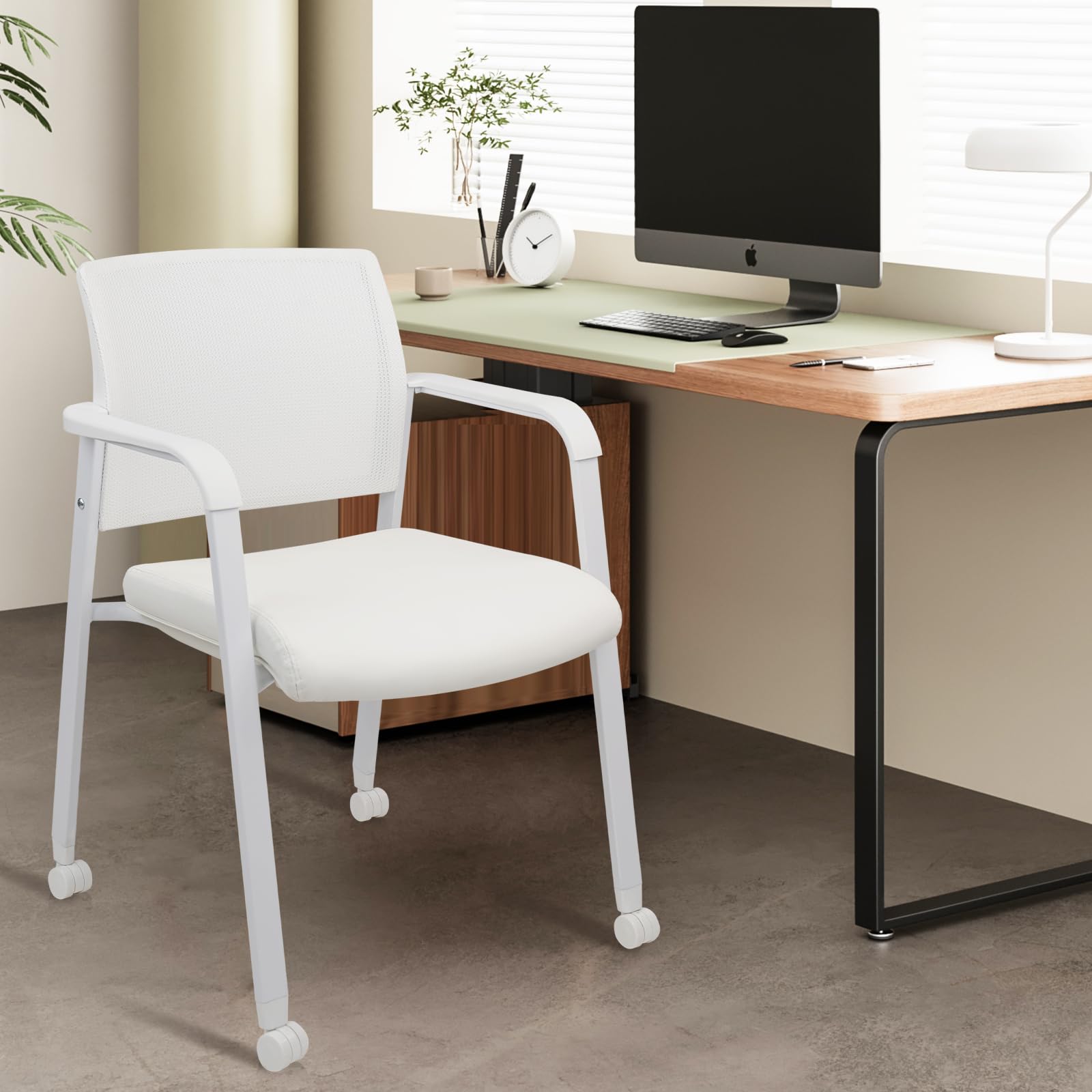 CLATINA Stacking Office Chairs with Wheels | Mesh