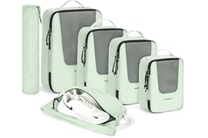 BAGSMART Packing Cubes for Suitcases, 6 Set Suitcase Organizer Bags Set & Packing Cubes for Travel, Lightweight Packing Organizers with Shoe Bag & Luandry Bag