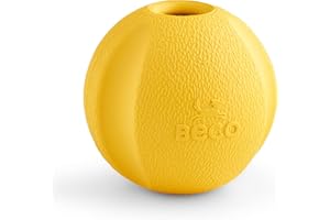 Beco Natural Rubber Outdoor Bouncy Play Ball for Dogs & Puppies, Fetch & Launcher Compatible, Bright Visible Yellow