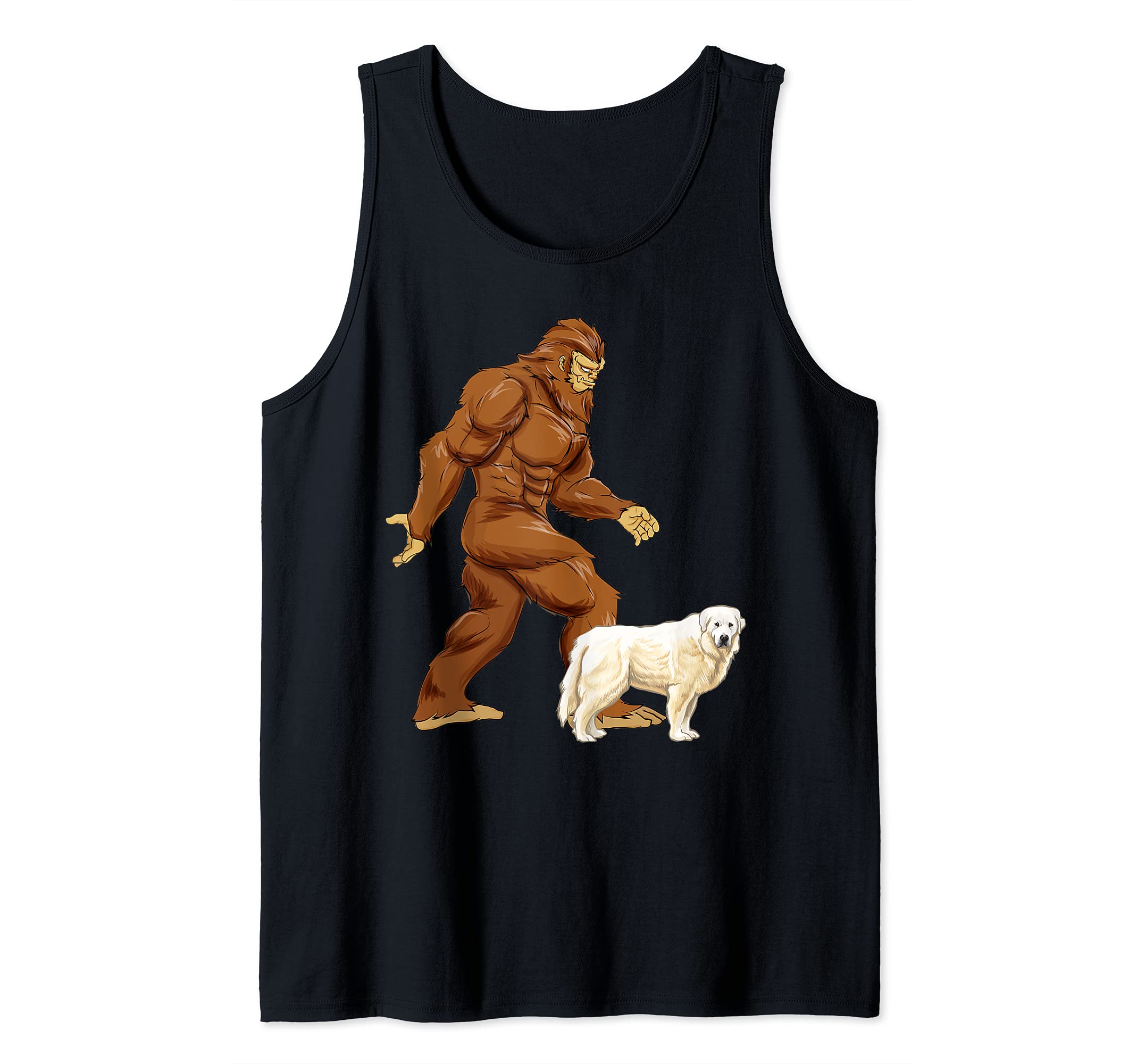 Funny Bigfoot Walking Great Pyrenee Sasquatch Dog Tank Top