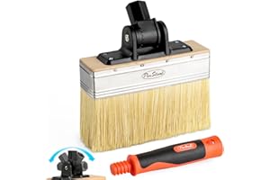PinStone 7-Inch Deck Stain Brush, 0° to ±90° Adjustable Deck Stain Applicator with Handle, Wide Deck Paint Brush, Limewash Brush, Large Stain Brushes for Wood, Deck, Fence, Masonry, Walls Staining