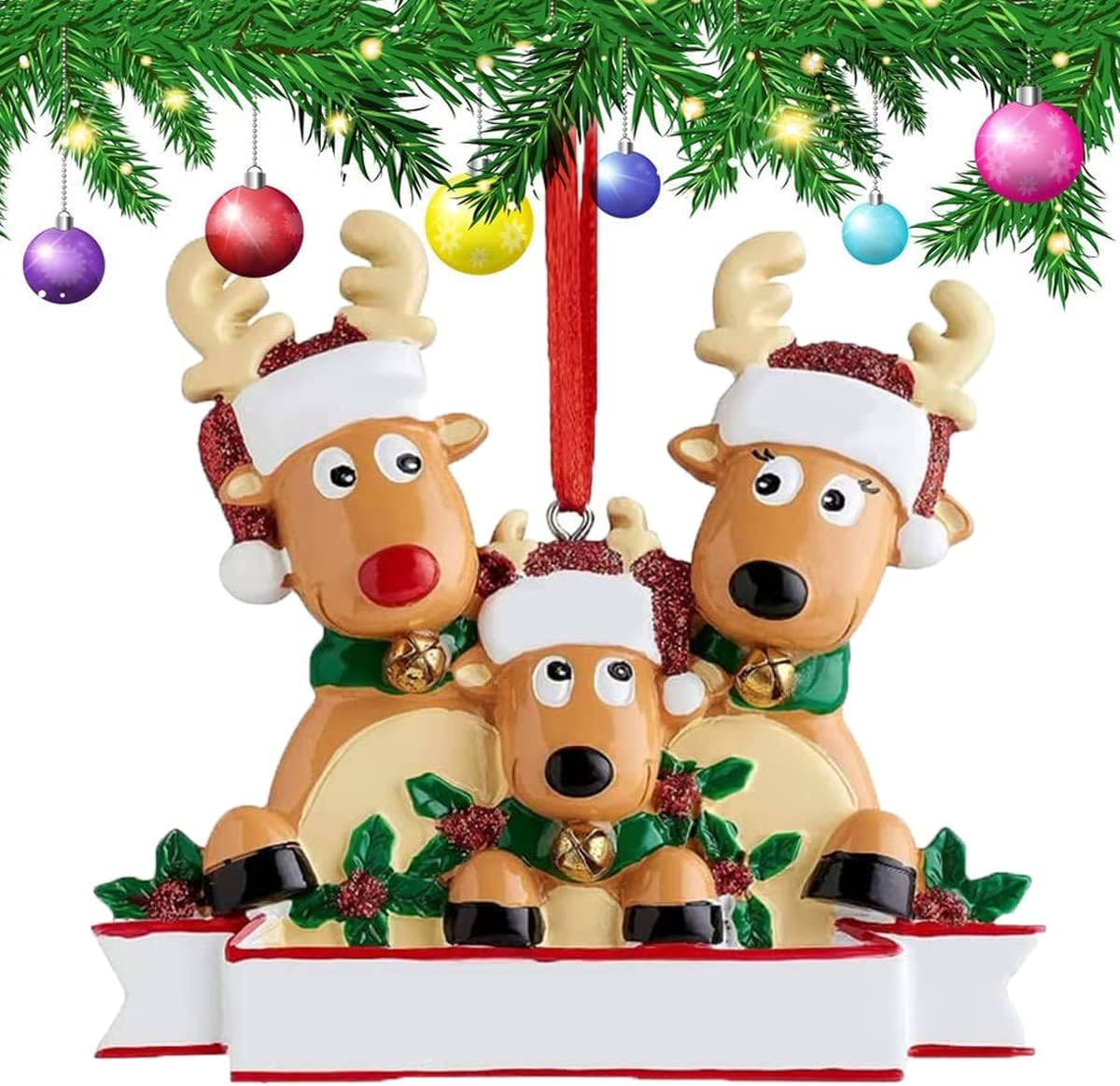 Wreath Hangers - 2023 Personalized Christmas Ornament, Mini Deer Christmas Tree Decorations, DIY Christmas Trees Hanging Ornaments for Gift, Indoor Resin Christmas Ornaments in 2023, Family 2-6
