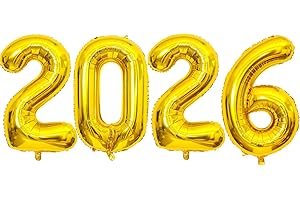BBPOOL 2026 Gold Balloons, 40" Large Gold 2026 Balloons Helium Mylar Foil Balloons for 2026 New Year Christmas Graduation Party Decoration
