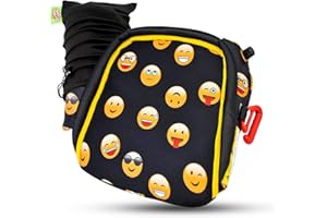 bubblebum Inflatable Booster Car Seat - Blow Up Narrow Backless Booster Car Seat for Travel. Portable Booster Seat for Toddlers, Kids, Child - Emoji