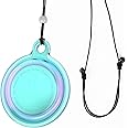 Airtag Necklace for Apple Air Tag Eye-catching Effect Adjustable Handmade Lanyard for Adults and Kids Waterproof Silicone Holder (Green)