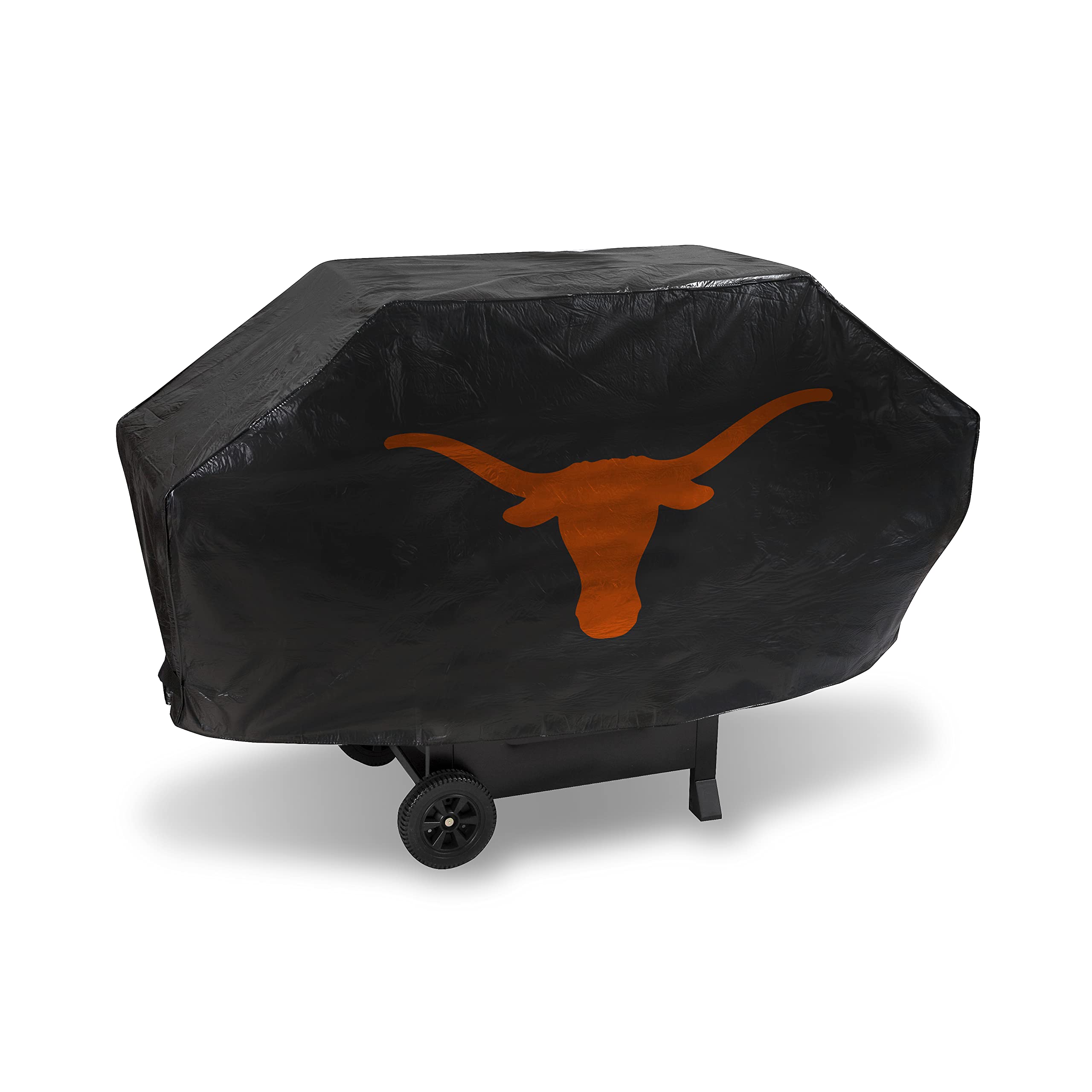 Rico Industries NCAA Texas Longhorns Black Deluxe Grill Cover Deluxe Vinyl Grill Cover - 68" Wide/Heavy Duty/Velcro Staps Image