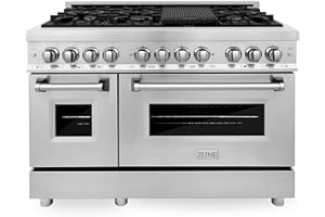 ZLINE 48 in. 6.0 cu. ft. Legacy Dual Fuel Range with 7 Burner Gas Cooktop and 2 Electric Ovens in Stainless Steel (RA48)