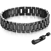 Adorashine Replacement Watch Band with Width Size 10mm 12mm, Adjustable Crystal Steel Bracelet for Apple Watch Samsung Fitbit,5 Colors Gold Silver Rose Gold Black Two-Tone,Gift For Men Women