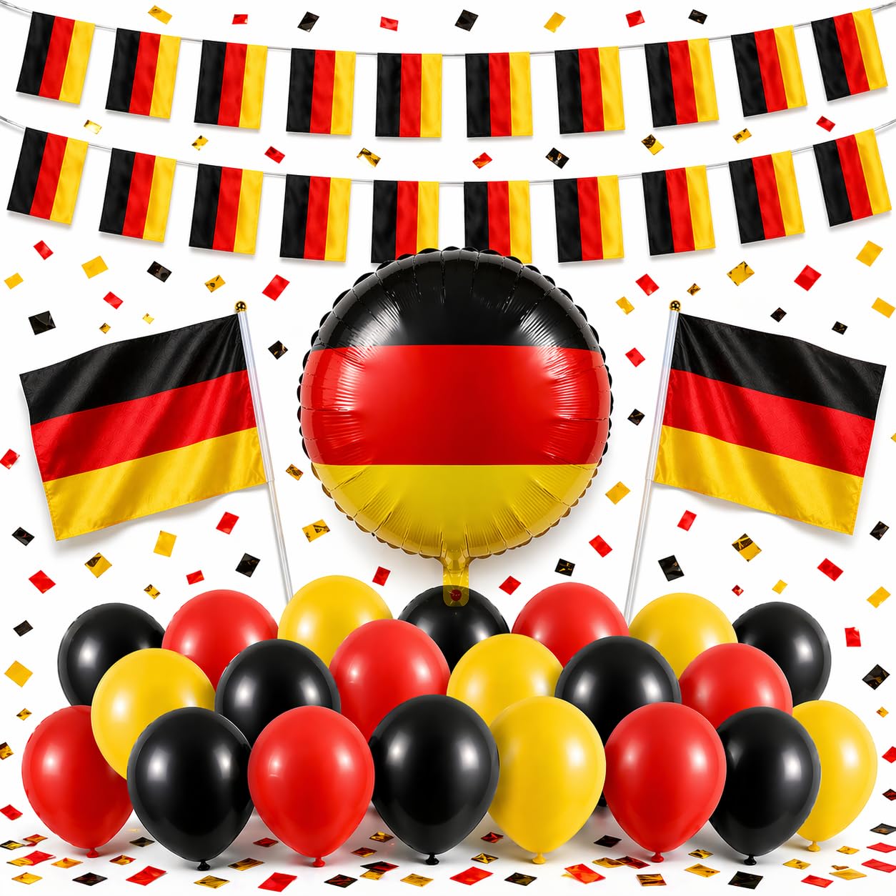 XXL Dekoset Fanartikel Deutschland Dekoration Set - Luftballons uvm. mit über 50 Teilen für Fußball WM 2026