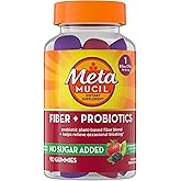 Metamucil Fiber Gummies for Adults with Probiotics for Bloating Relief, No Sugar Added Strawberry Kiwi BlackBerry Flavors, 5g Prebiotic Plant Based Fiber Supplement Blend, 90 Count