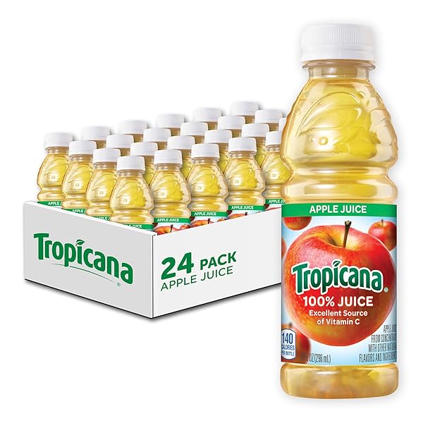 TROPICANA 100% APPLE JUICE, SINGLE SERVE, 10 FL OZ BOTTLES (PACK OF 24) – REAL FRUIT JUICE, VITAMIN C RICH, NO ADDED SUGARS, NO ARTIFICIAL FLAVORS
