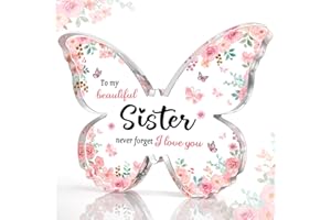 GiftyTrove Sister Gifts for Women, 5x3.8x0.5 Inch Butterfly Acrylic Plaque Decor, Mothers Day Valentines Rakhi Christmas from Sister Brother