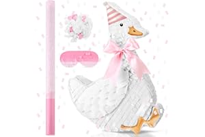 Seematn Pink Goose Piñata Birthday Party Supplies Animal Piñata Bundle with a Blindfold, Bat and Confetti for Goose Theme Birthday Baby Shower Party Nursery Decorations