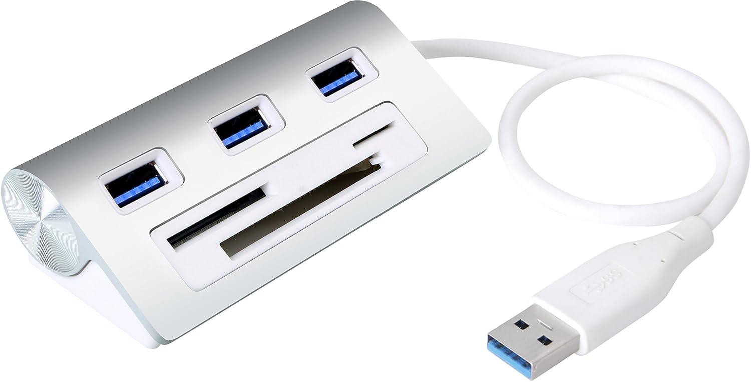 Alcey Aluminum BusPowered USB 3.0 3Port Hub with Multiin