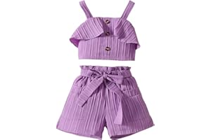 Toddler Girl Clothes Sleeveless Ruffle Trim Halter Top and Shorts Sets Kids 2Pcs Summer Outfits