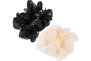 BETOOKY 2pcs Large Chiffon Bow Claw Hair Clips for Women Rhinestone Bubble Jaw Clips Medium Hair Clamps