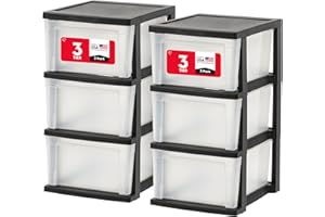 IRIS USA 3-Drawer Plastic Storage Dresser, 2-Pack, Standing Organizer Storage Container Bin with Drawers for for Classroom Ar