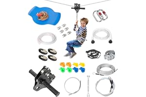 MDK Zip Line for Kids and Adults Outdoor Up to 350Lbs 150FT with Stainless Steel Zipline Spring Brake, Safety Harness and Ste