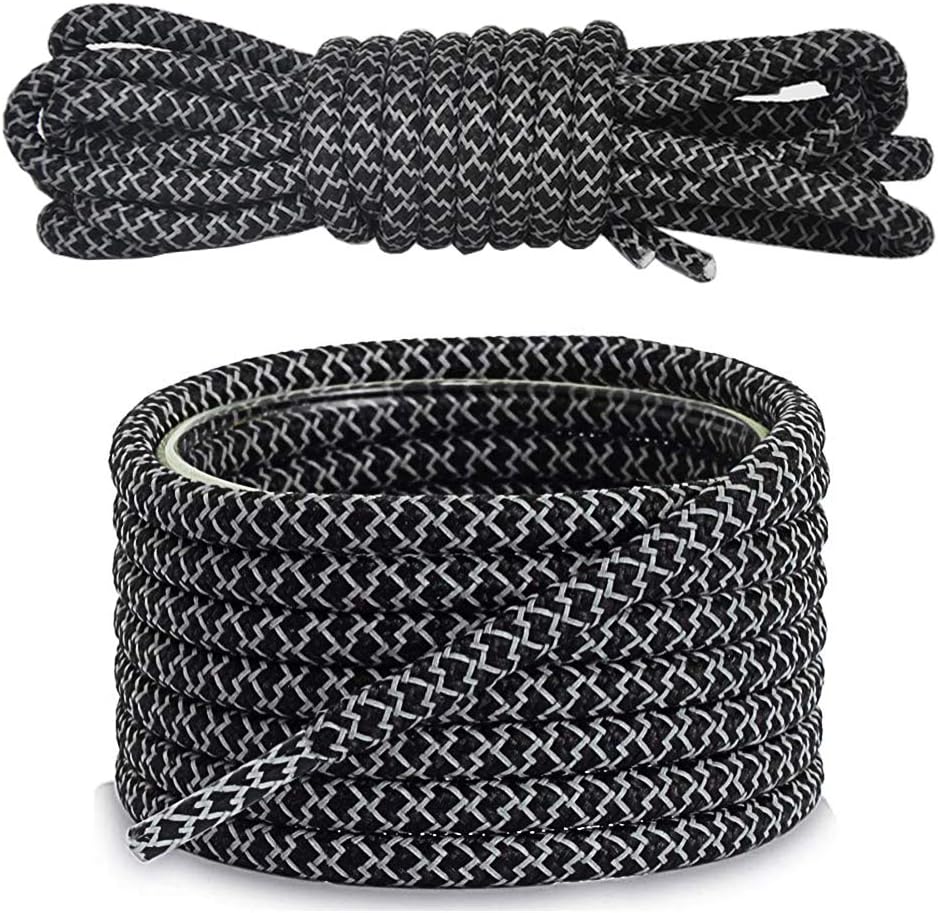 Canwn Round Reflective Shoelaces, [3 Pairs] 4.5mm Thick Durable Standard Replacement Shoe Laces for Sneakers & Athletic Shoes