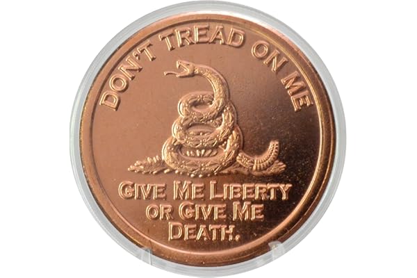 Don't Tread On Me Give Me Liberty Or Give Me Death Gadsden Snake 1 oz Pure .999 Copper Round Collectible Challenge Coin in Capsule
