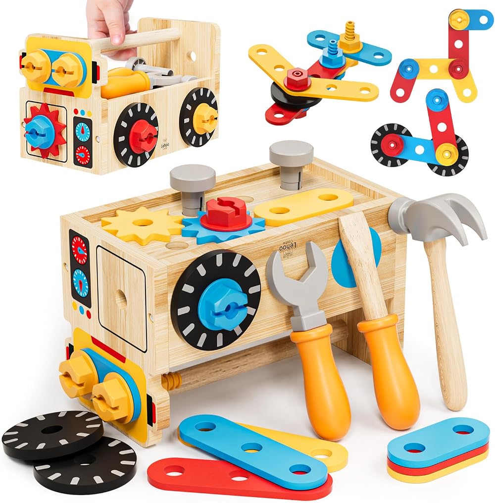 Lehoo Castle Wooden Kids Tool Set Montessori 29Pcs Tool Bench Toy 2+