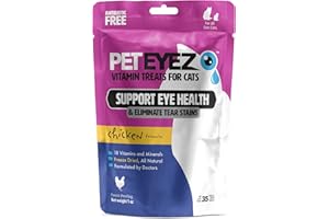 PetEyez Vitamin Treats for Cats - Tear Stain Remover - Eye Health Support - Reduces Itching & Allergies - Chicken Flavor - 1oz