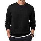 Dokotoo Men Men's Crewneck Sweatshirts Soild Color Fall Warm Fleece Sweaters Long Sleeve Casual Pullover Shirt