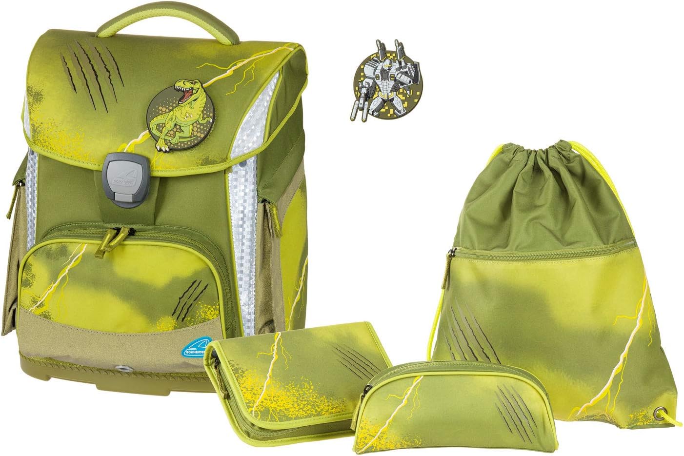 Schneiders 78381-065 School Bag Set Plus with Pencil Case, Pencil Case, Sports Bag, Wild Olive, Lightweight, Ergonomic, 4 Pieces