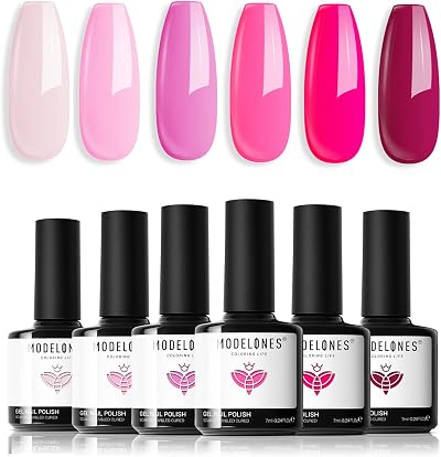 Modelones Gel Nail Polish Set 6 Colors Pink Nude Summer Manicure