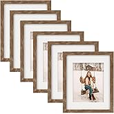 8x10 Picture Frames Set of 6 Rustic Wood Grain Photo Frame for Gallery Wall Mounting or Tabletop Display