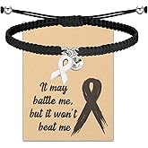 HOLLP Lung Cancer Awareness Braided Rope Bracelet Peace Love Cure Bracelet White Ribbon Jewels Cancer Survivor Gift With Card