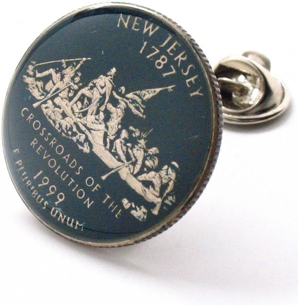 New Jersey Tie Tack Lapel Pin Suit Flag State Coin Jewelry USA United States America East Cost Revolutionary War George Washington Newark