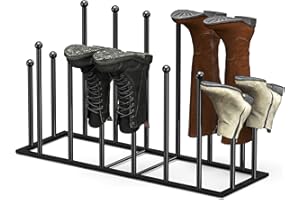 ORLESS Boot Rack Metal Black 8 Pairs Free-Standing Shoe Rack Boot Organizer Storage for Closet Entryway, Garage, Dorm Room, Hallway, Outdoor, Boot Rack