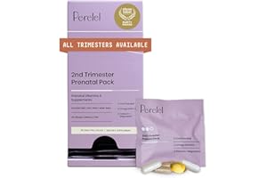 Perelel 2nd Trimester Prenatal Pack, Multivitamin with Magnesium, Omega 3, Iron & Calcium, Nutritional Support for Second Trimester Wellness, Soy & Gluten Free, Non GMO, 30 Daily Pill Packs