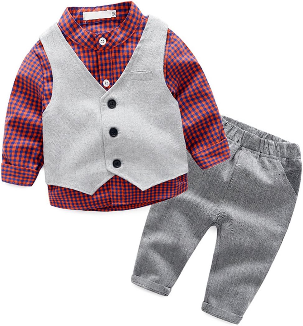 Baby Boy Clothes, Toddler Outfit 3PCS Children Clothing Set with Vest + Pants (18-24 Months, red)