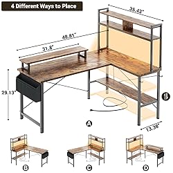 Aheaplus L Shaped Gaming Desk with Power Outlets