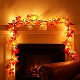 ACRAFT Winter Decorations Fall Leaf Garland with Lights Plug in String Lights, Fall Lighted Garland Fairy Light for Festival Lighting Strings Indoor Outdoor Christmas Decor 12ft 50 Bulbs