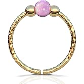 ALOME PIERCINGS Cartilage Hoop Earring - 20G Gold Filled helix piercing earring - Pink Opal cartilage earring, Gold cartilage hoop