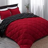 Basic Beyond California King Comforter Set, Red and Black Comforter Set California King for All Seasons, 1 Comforter 104"x96" and 2 Pillow Shams 20"x36"+2"