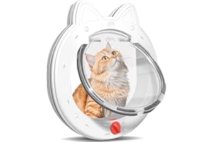 BSEMAX Cat Door with 4 Way Lock, Cats Doors for Interior Exterior Gate, Weatherproof Magnetic Pet Door for Cats and Small Dogs, Cat Flap Doors, Easy to Install, 7.5" x 7.5" Inner Frame (White)