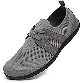 ZUXYAFU Women's Wide Toe Minimalist Barefoot Walking Shoes Knit Comfortable Mesh Lace-up Shoes Casual Tennis Gym Athletic Sneakers