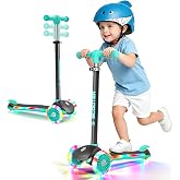 KORIMEFA Scooter for Kids Ages 3-8 with Light-Up Wheels &amp; Deck, 3-Wheel Toddler Scooter with Adjustable Height, Anti-Slip Deck, Lean-to-Steer