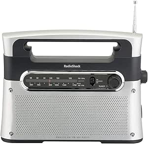 RadioShack Analog Tuning AM FM Radio - Portable Tabletop Weather Radio for Power Outages and Emergencies - Small Portable 2-Band Radio with Headphone Jack, Stable Reception and Quality Sound