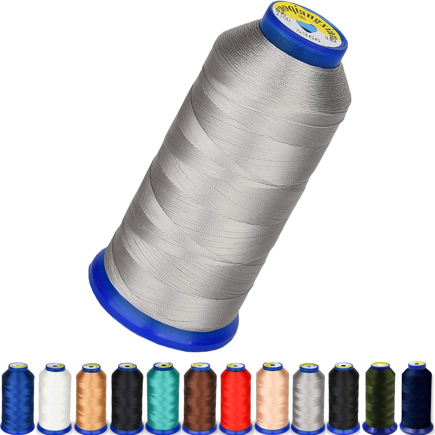 Heavy Duty Thread 1800 Yards Size T70#69 210D/3 All Purpose High Strength Polyester Sewing Thread for Weaves, Upholstery, Jeans and Weaving Hair, Drapery, Beading, Purses, Leather (Silver)